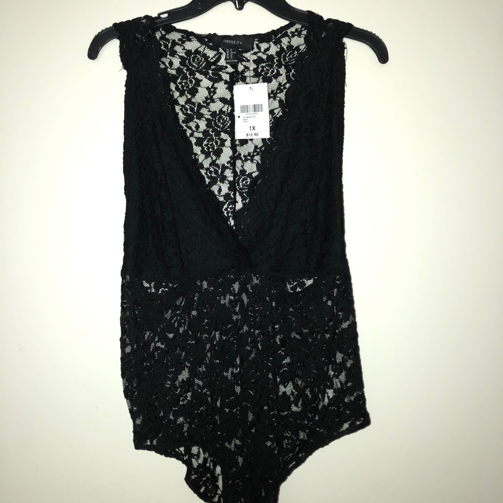 Black v-neck sleeveless bodysuit